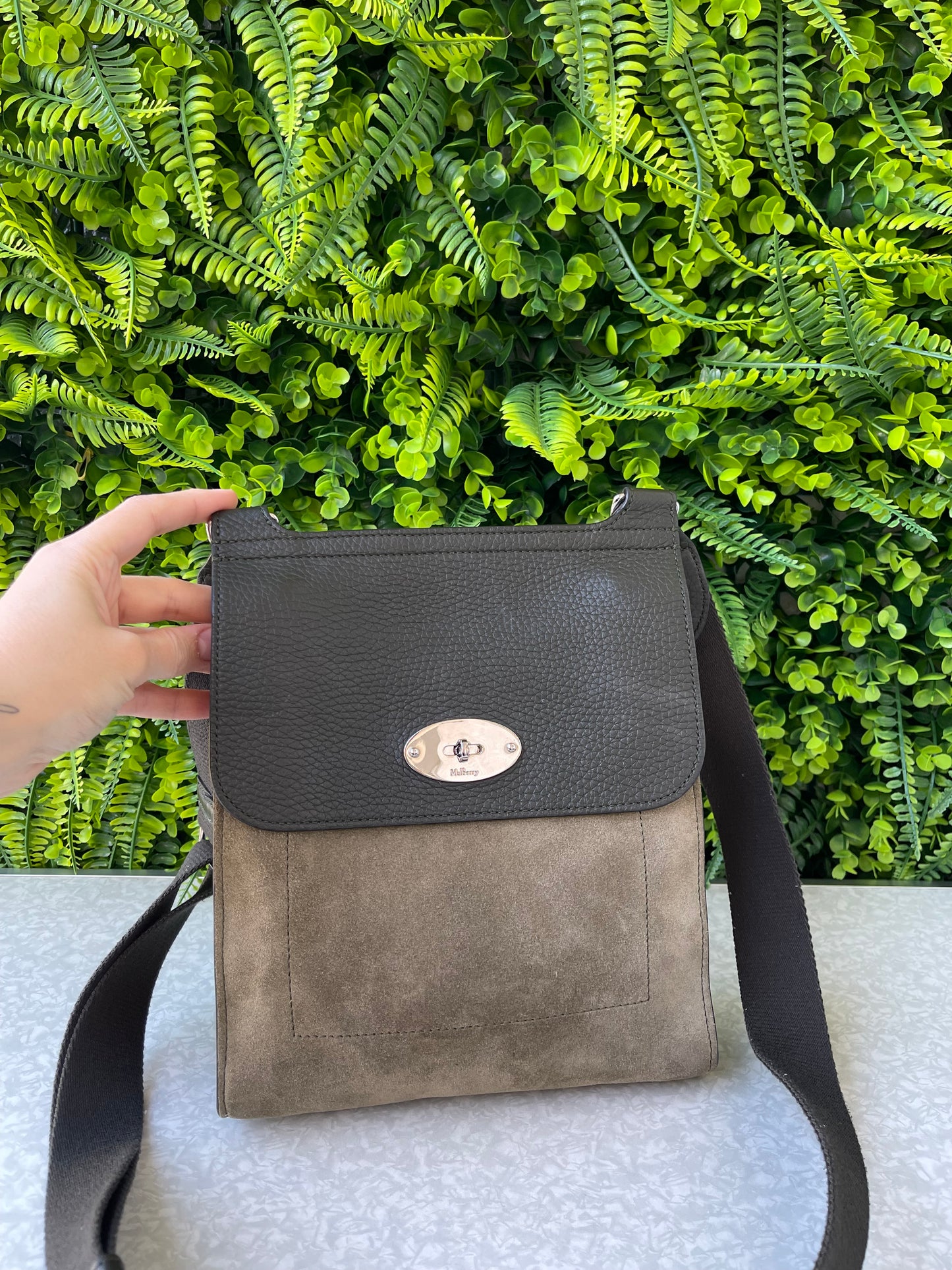 Mulberry Crossbody de Couro e Camurça
