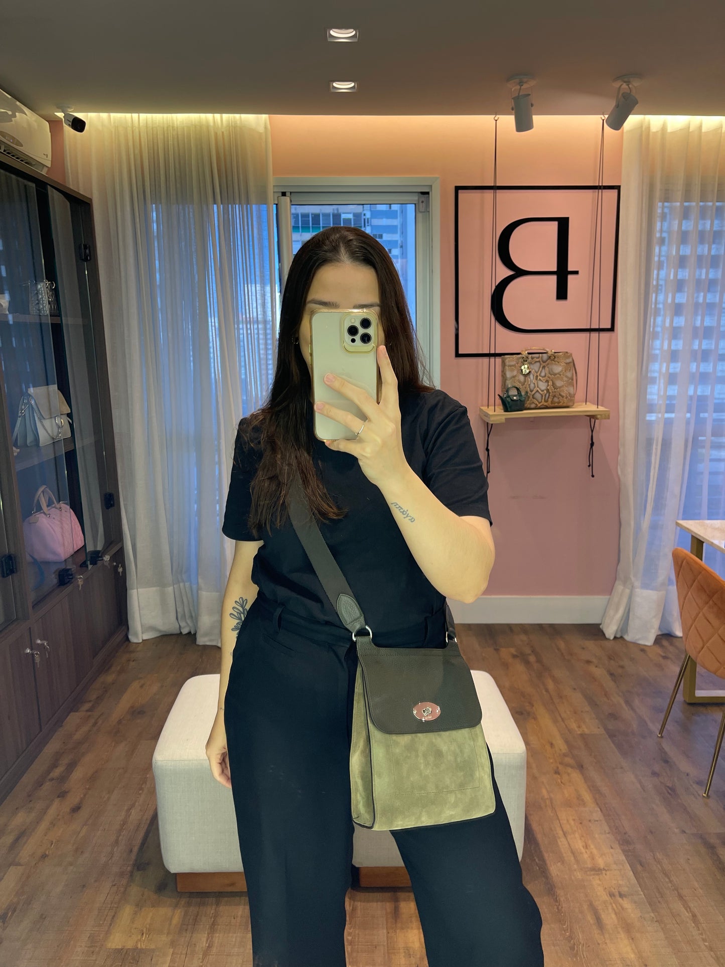 Mulberry Crossbody de Couro e Camurça