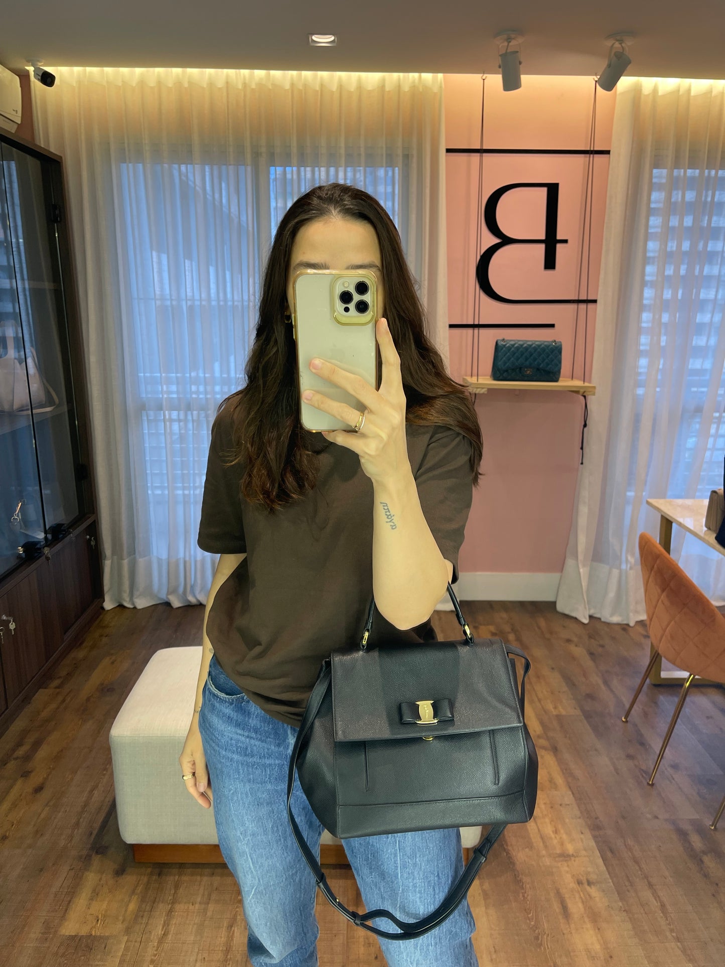 Salvatore Ferragamo Carrie Vara Bow Top Handle