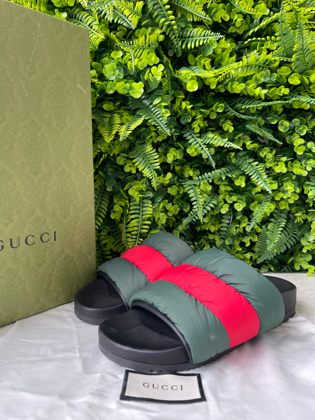 Gucci Slide Web Acolchoado Bicolor