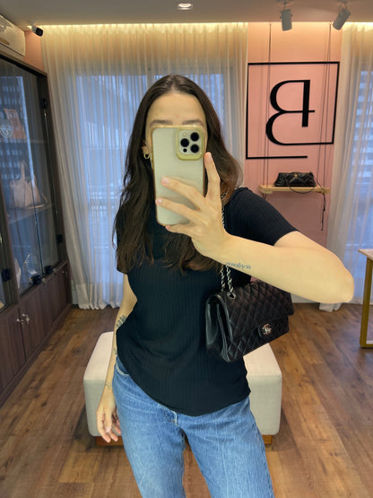 Chanel Classic Double Flap em Couro Caviar Preto