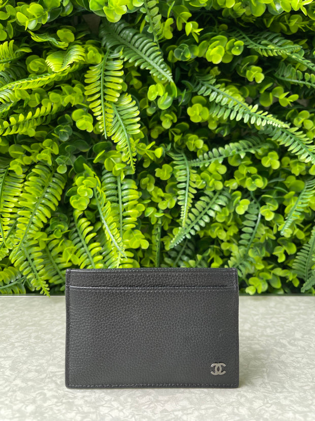 Porta Cartão Chanel em Couro Preto