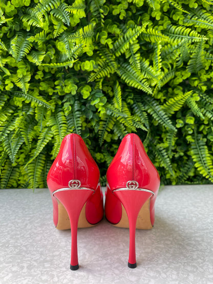 Peep Toe Gucci Verniz Vermelho