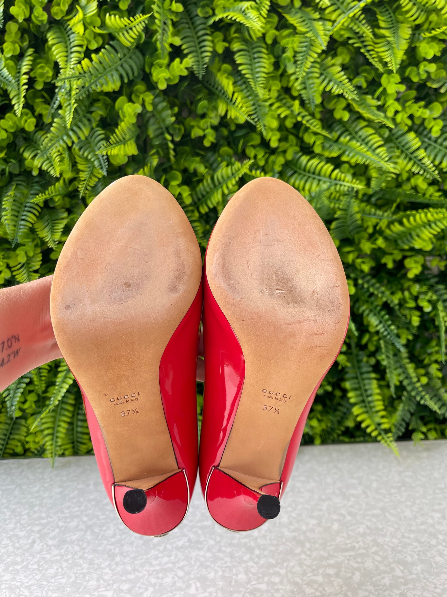 Peep Toe Gucci Verniz Vermelho