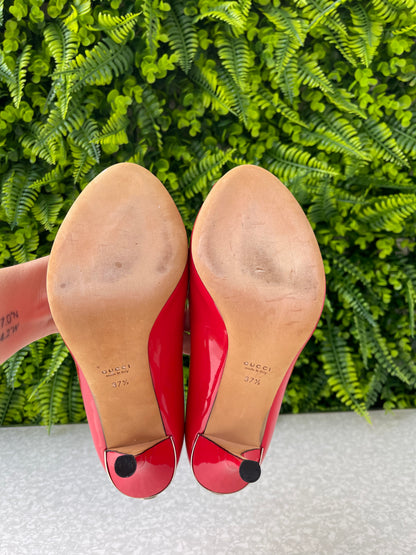 Peep Toe Gucci Verniz Vermelho