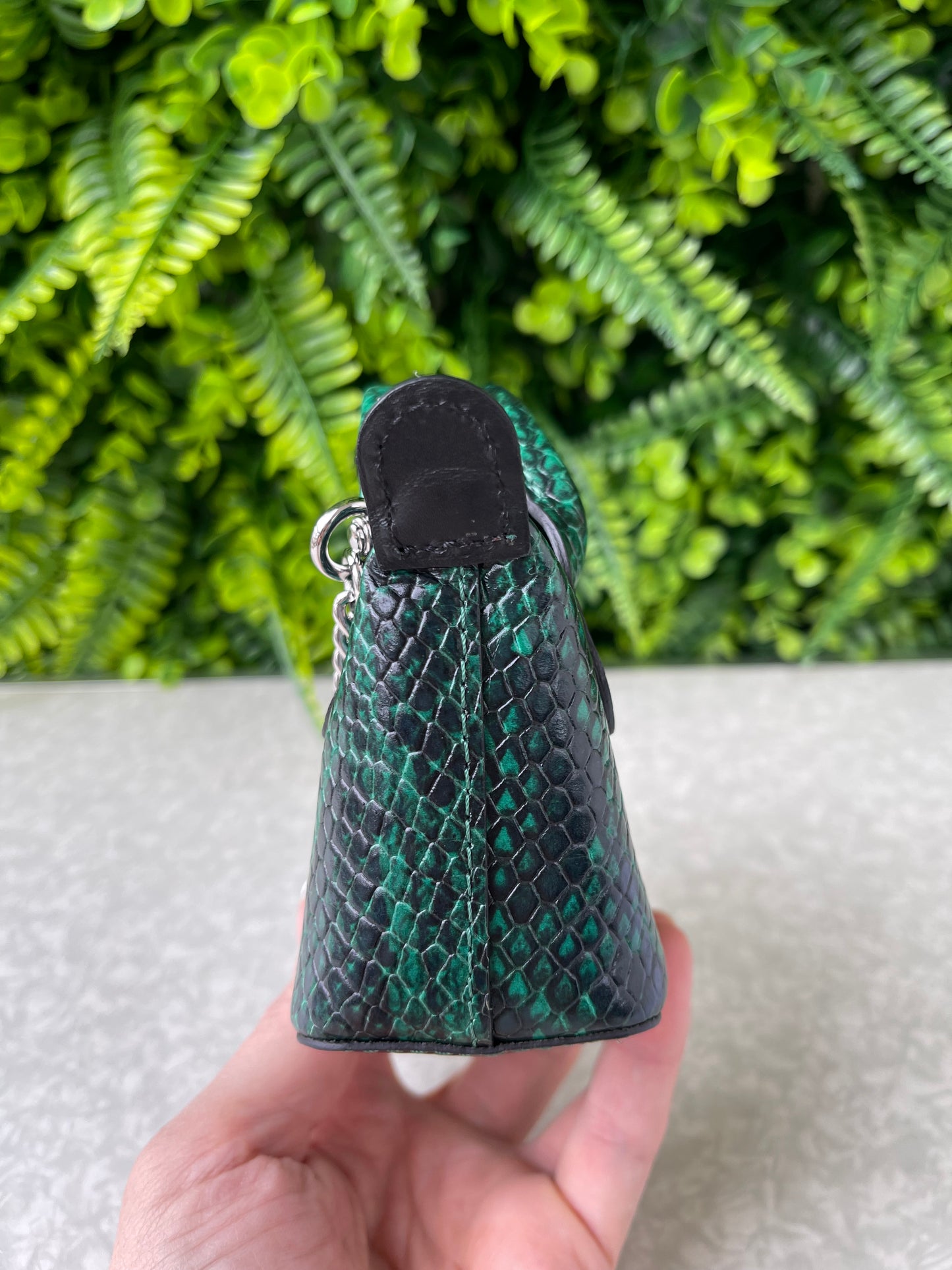 Mini Le Pliage Python Verde com Corrente Metálica
