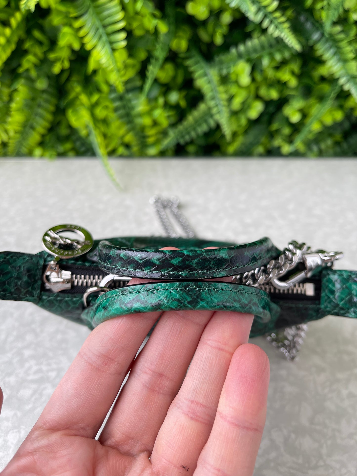 Mini Le Pliage Python Verde com Corrente Metálica
