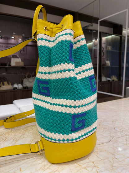 Mochila Gucci Rio de Janeiro em Crochê e Couro