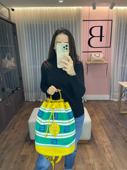 Mochila Gucci Rio de Janeiro em Crochê e Couro