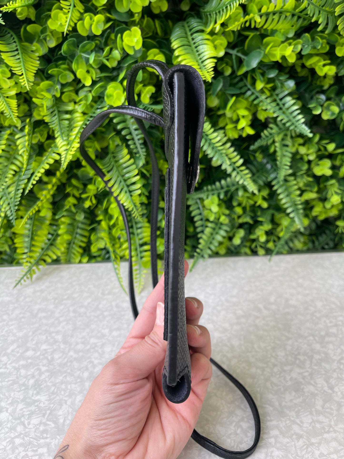 Longchamp Phone Case de Couro Preta