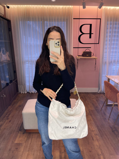 Chanel 22 em Couro Branco