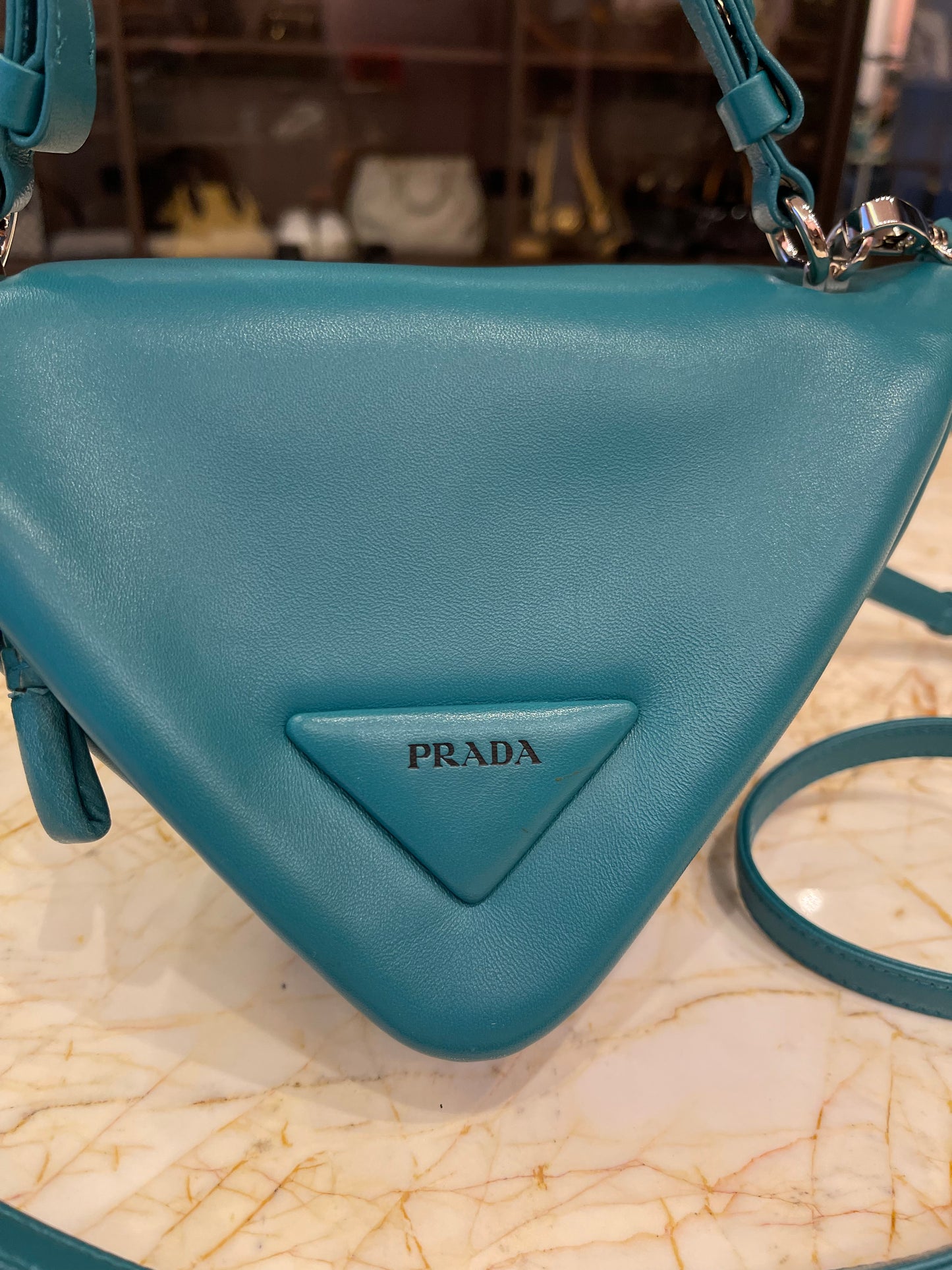Prada Nappa Triangle Leather Verde