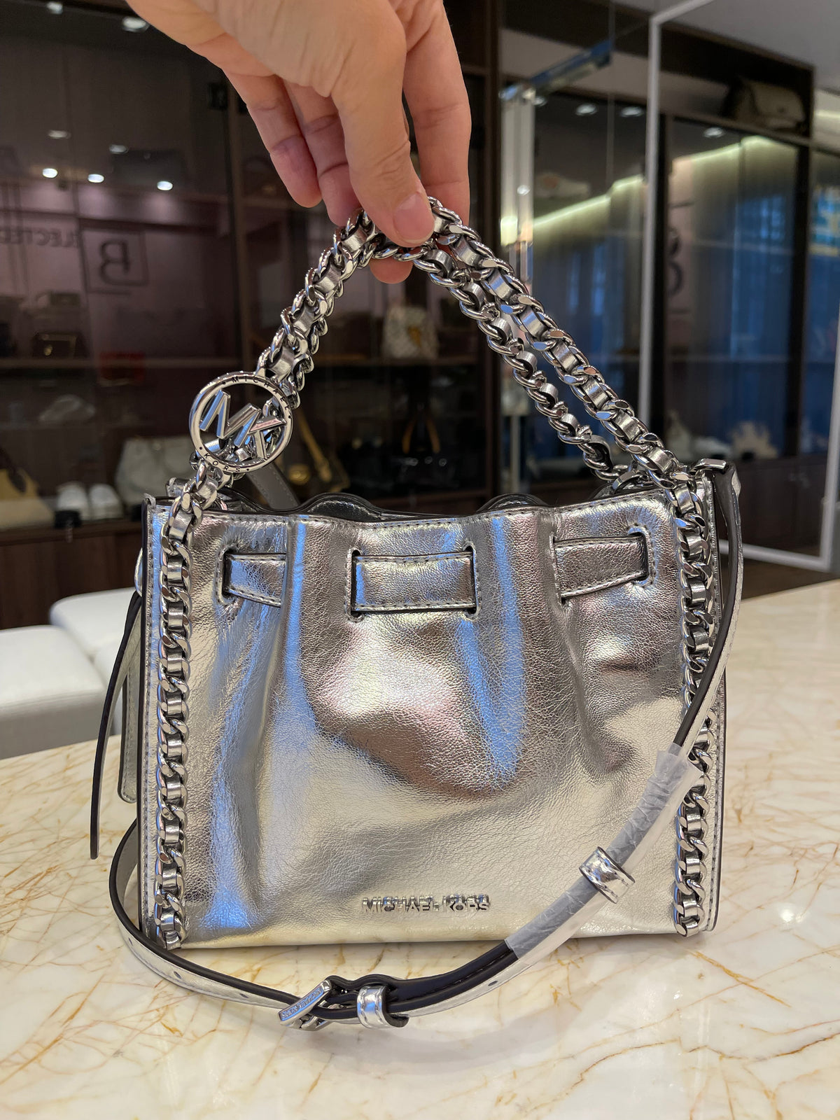 Michael Kors Mina Small Belted Prata