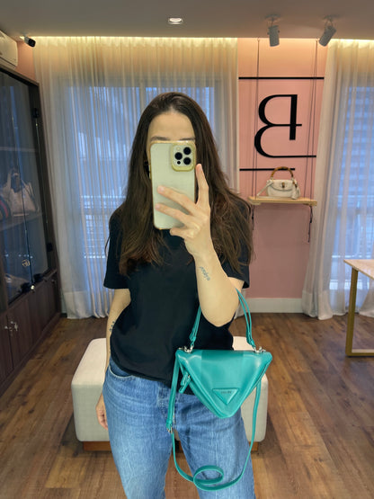 Prada Nappa Triangle Leather Verde