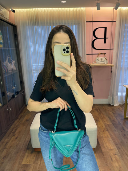 Prada Nappa Triangle Leather Verde