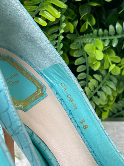 Sapato Dior Peep Toe Aqua Blue