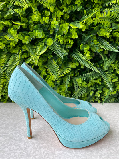 Sapato Dior Peep Toe Aqua Blue