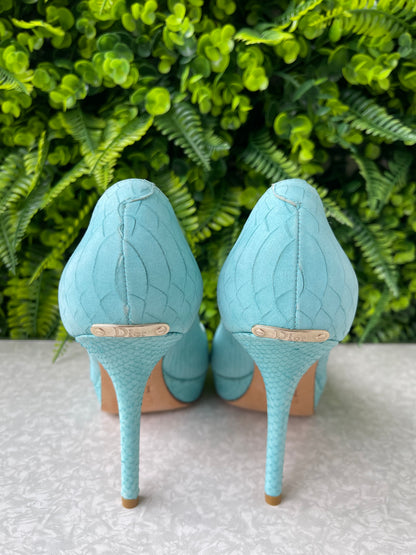Sapato Dior Peep Toe Aqua Blue