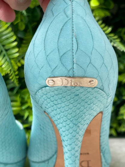 Sapato Dior Peep Toe Aqua Blue