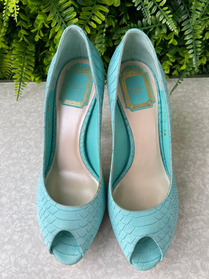 Sapato Dior Peep Toe Aqua Blue