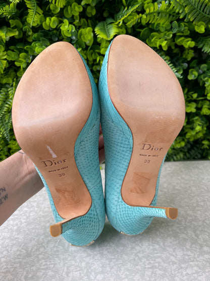 Sapato Dior Peep Toe Aqua Blue