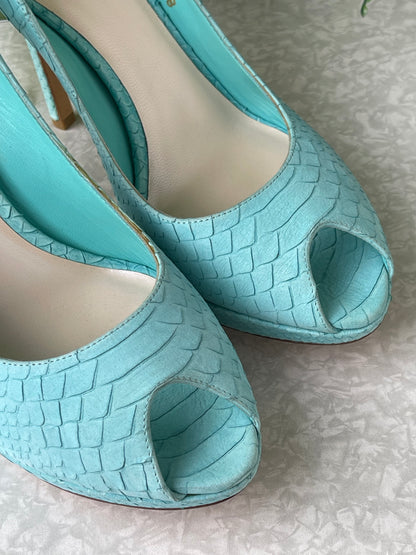 Sapato Dior Peep Toe Aqua Blue