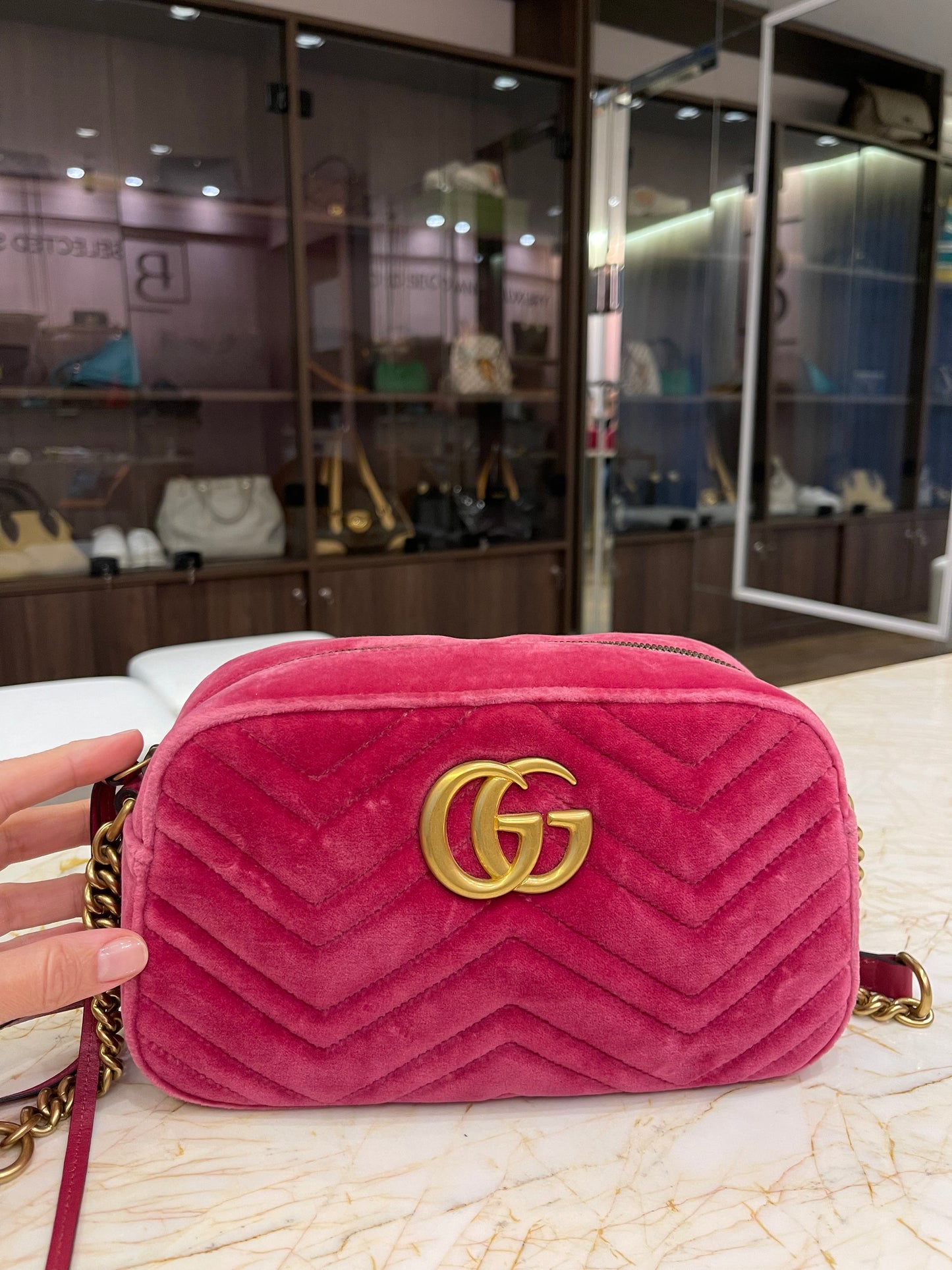 Gucci Marmont GG Camera Bag Rosa