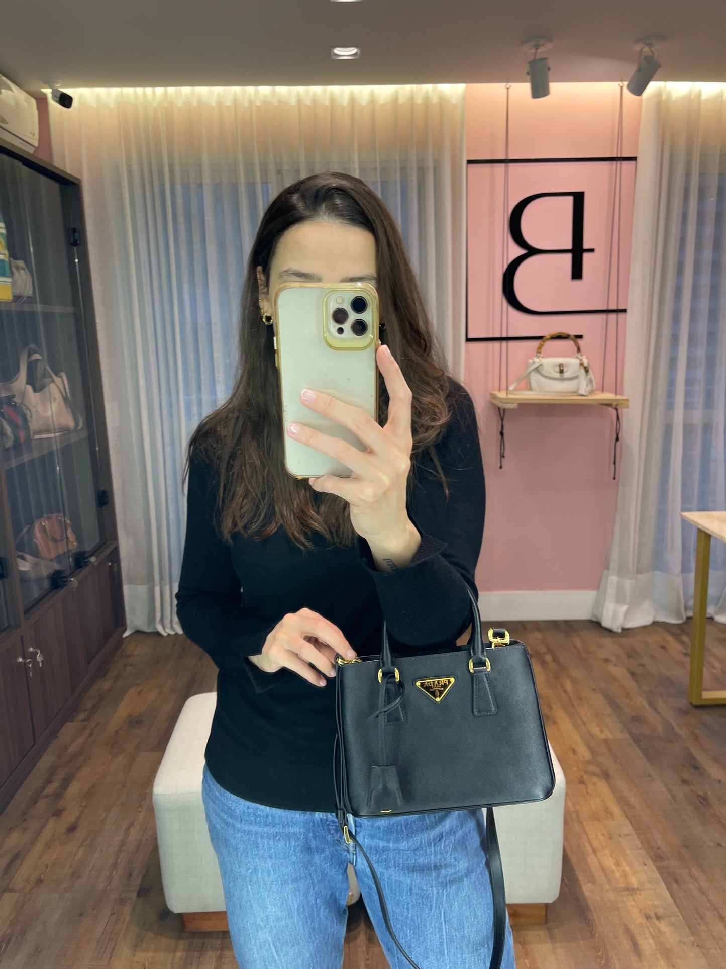 Prada Galleria Mini Tote Preta