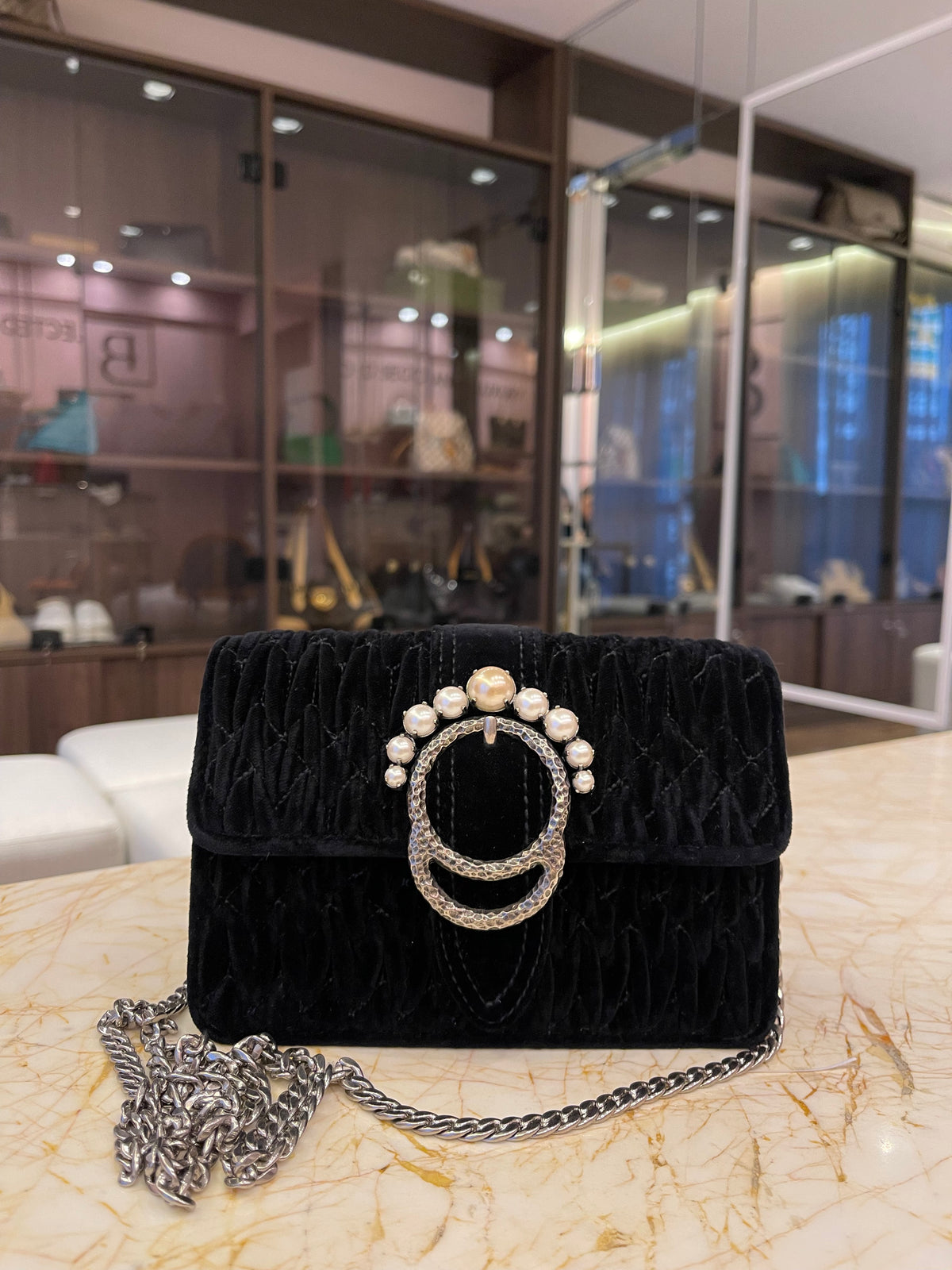 Miu Miu Crystal Velvet Chain