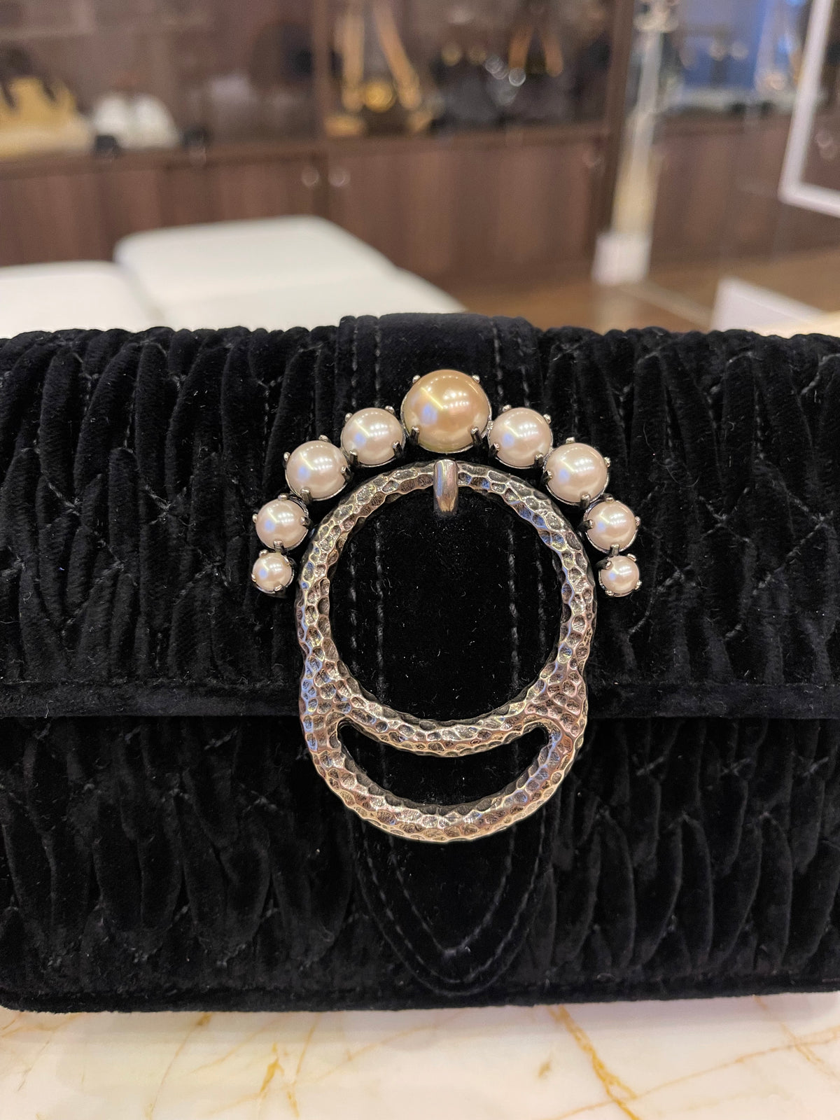 Miu Miu Crystal Velvet Chain