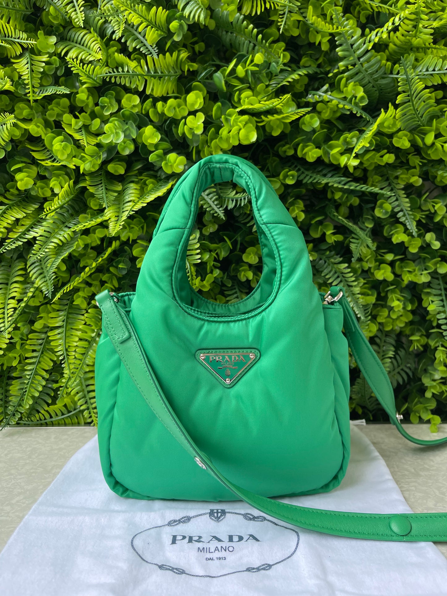 Prada Re-nylon Soft Puffer Verde