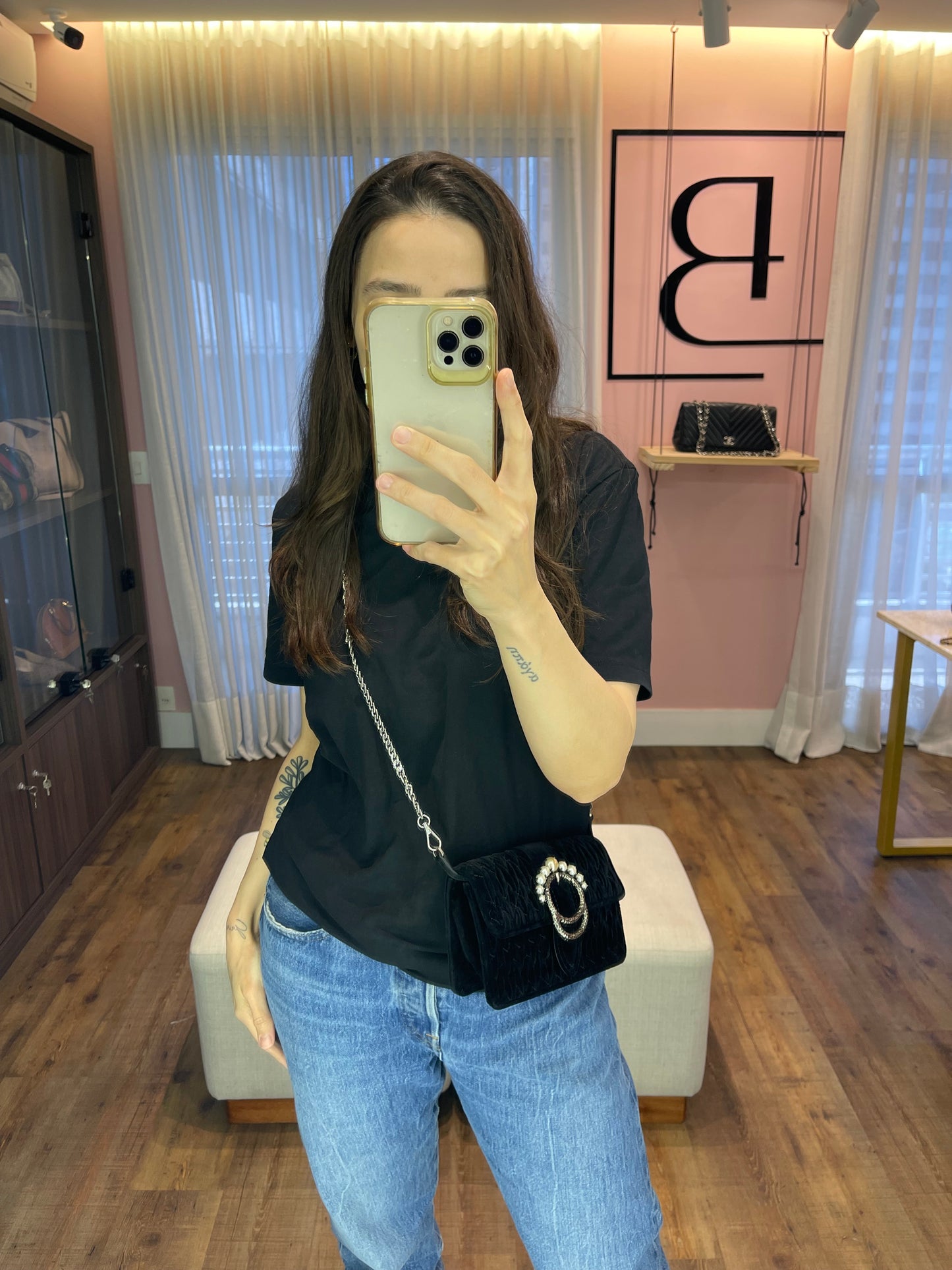 Miu Miu Crystal Velvet Chain
