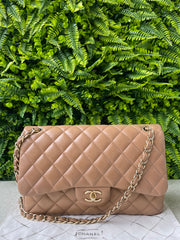 Chanel Double Flap Jumbo Lambskin Marrom