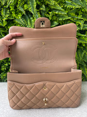 Chanel Double Flap Jumbo Lambskin Marrom