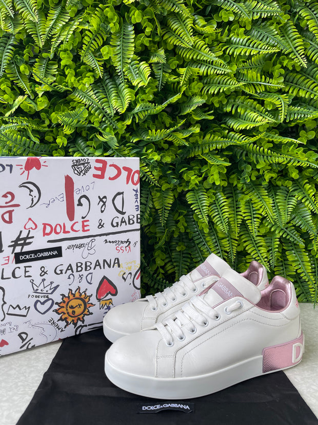 Tênis Dolce & Gabbana Portofino Rosa e Branco