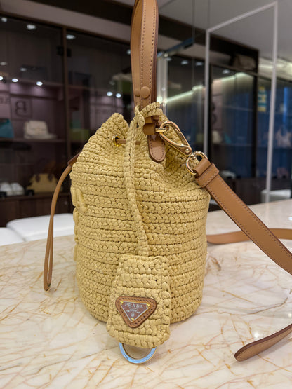 Prada Crochet Rafia Bucket