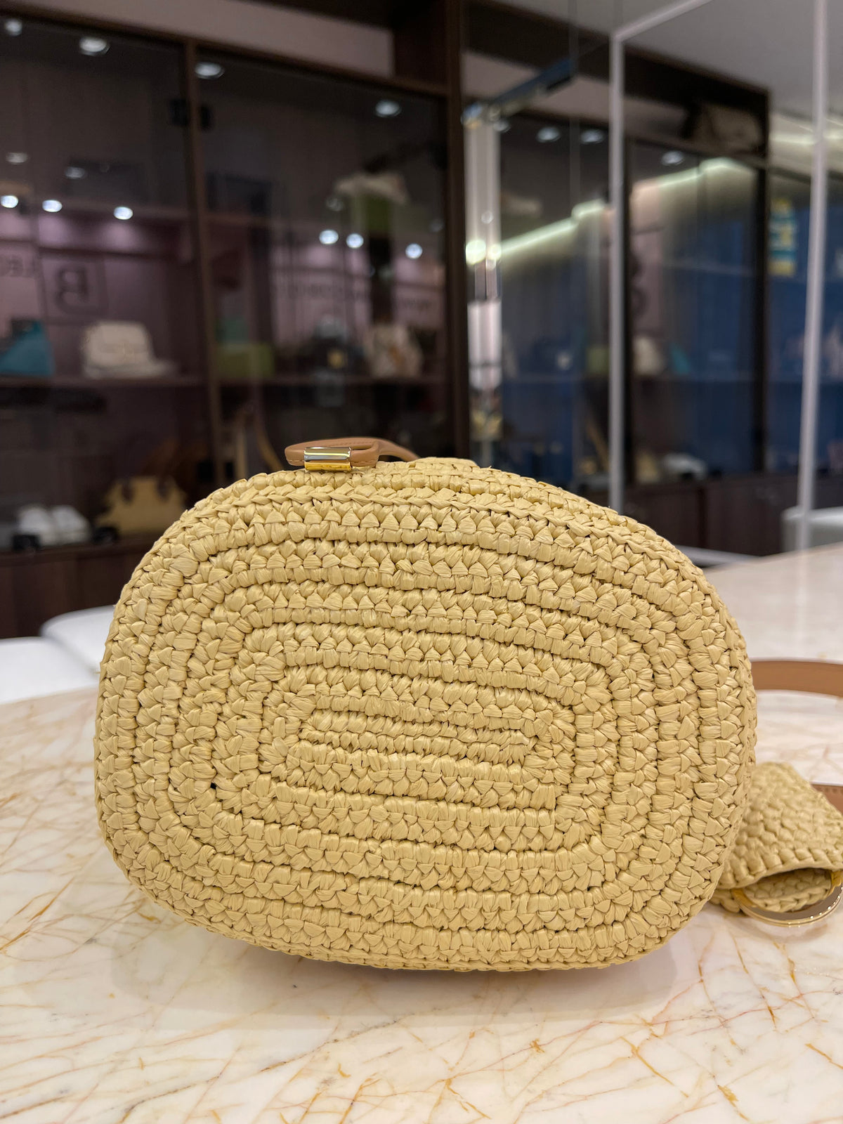 Prada Crochet Rafia Bucket
