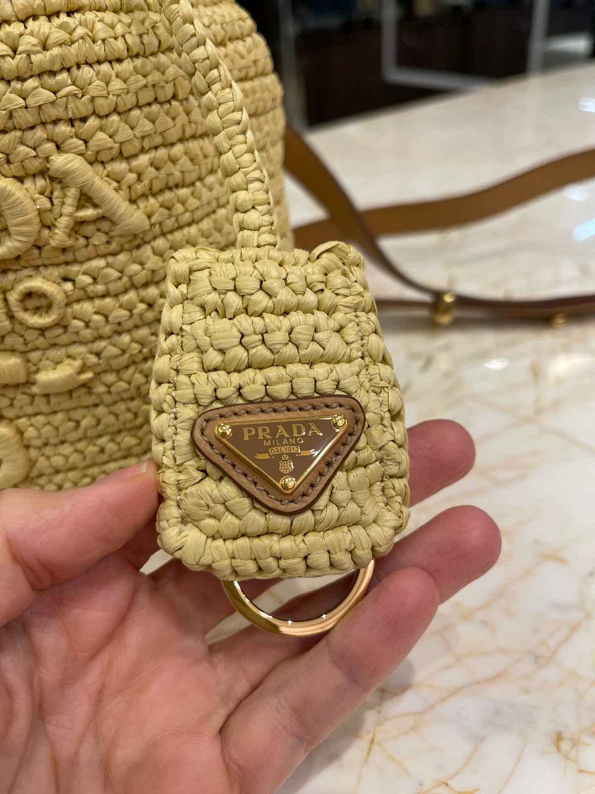 Prada Crochet Rafia Bucket