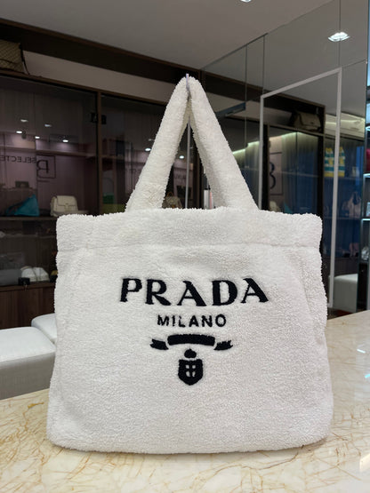 Prada Terry Cloth Logo Tote