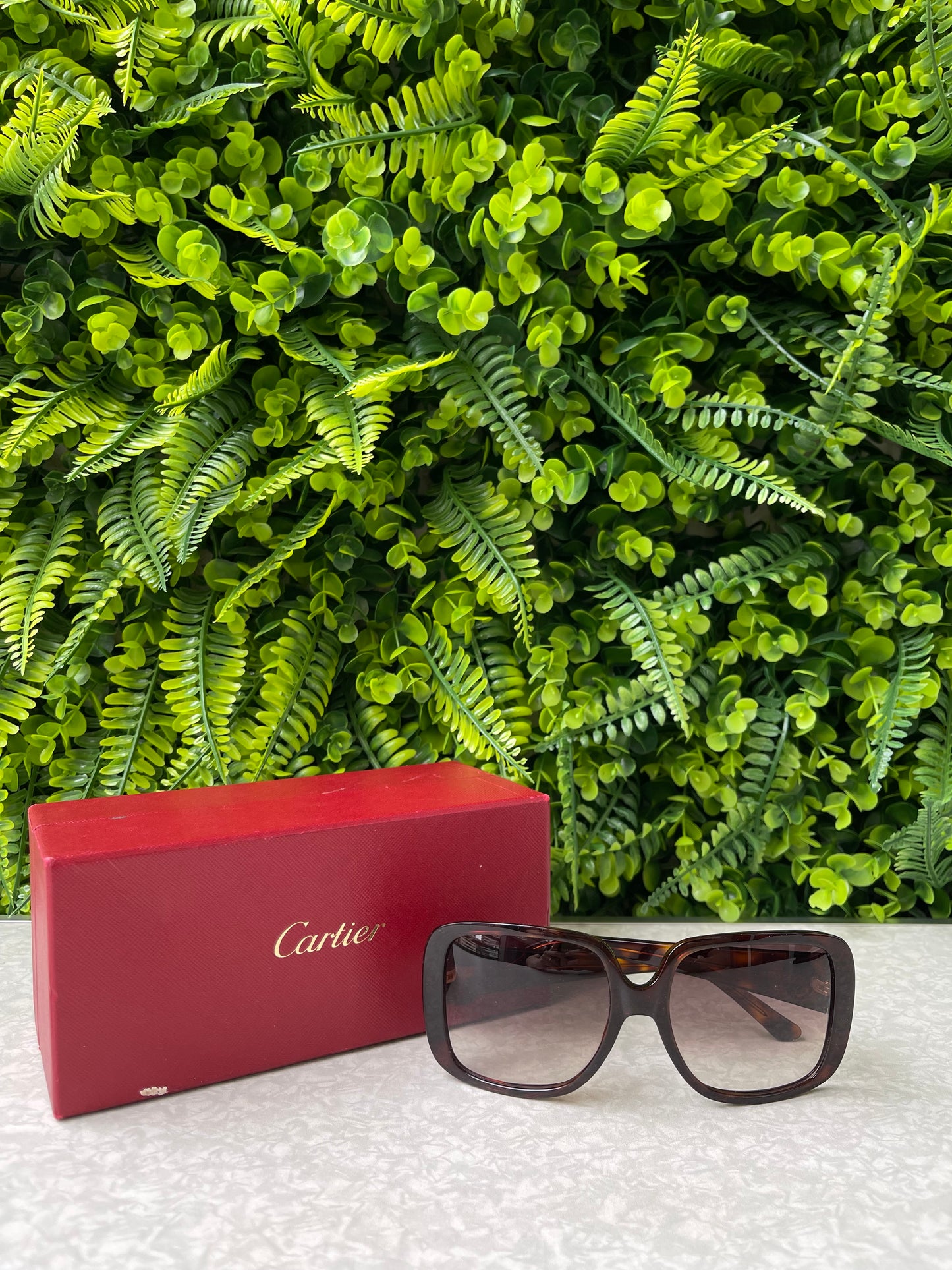 Óculos de Sol Cartier Acetato Marrom