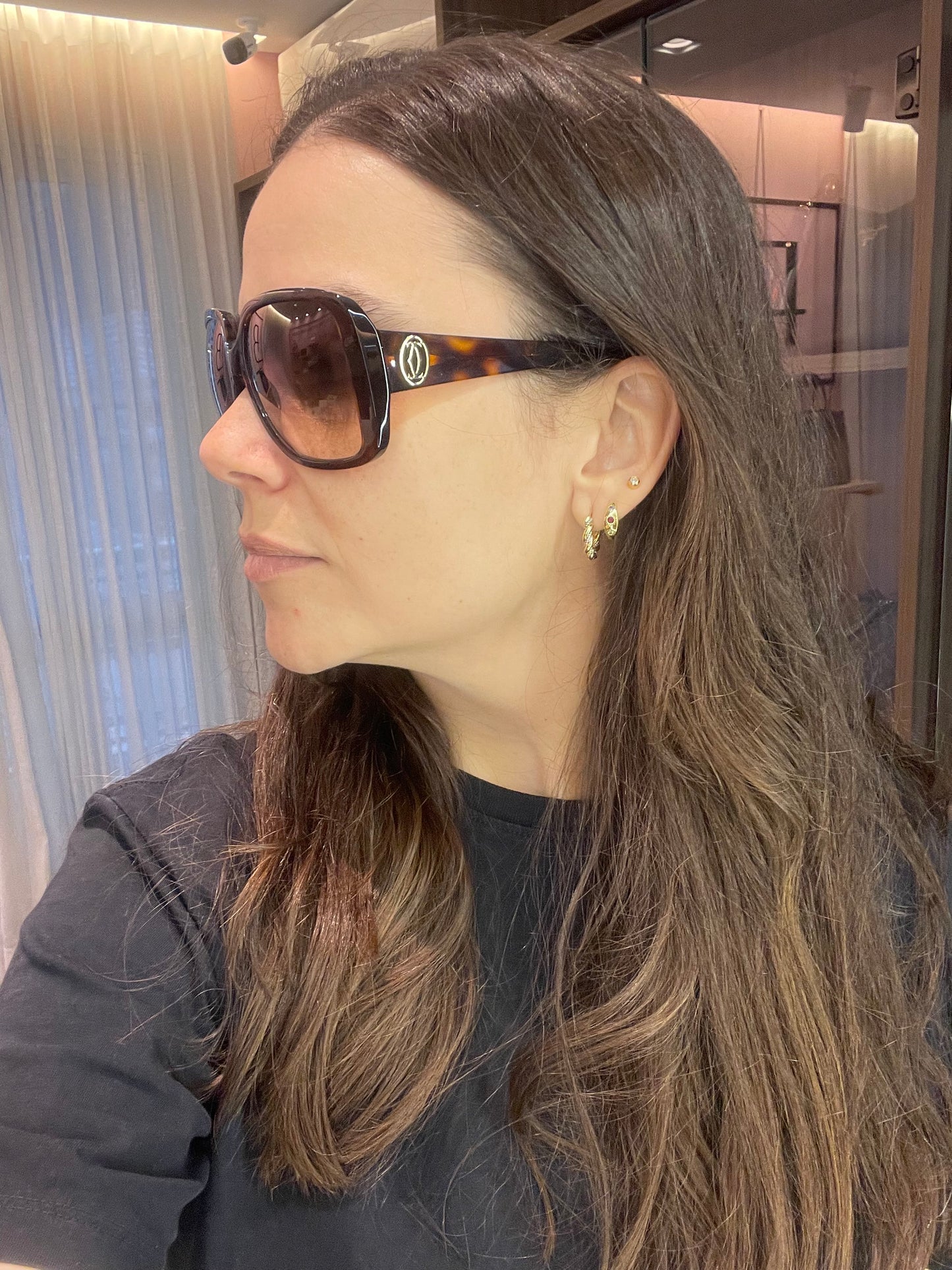 Óculos de Sol Cartier Acetato Marrom