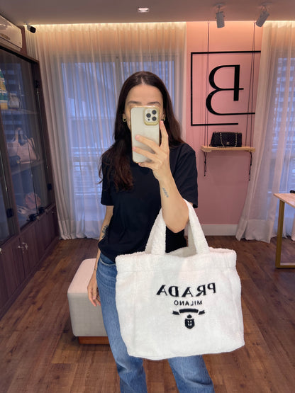 Prada Terry Cloth Logo Tote