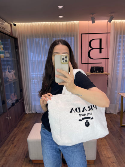 Prada Terry Cloth Logo Tote