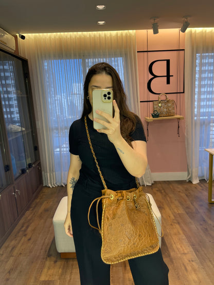 Chanel Floral Embossed Leather Marrom