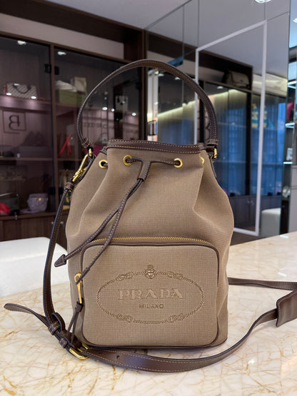 Prada Duet Logo Bucket Jacquard