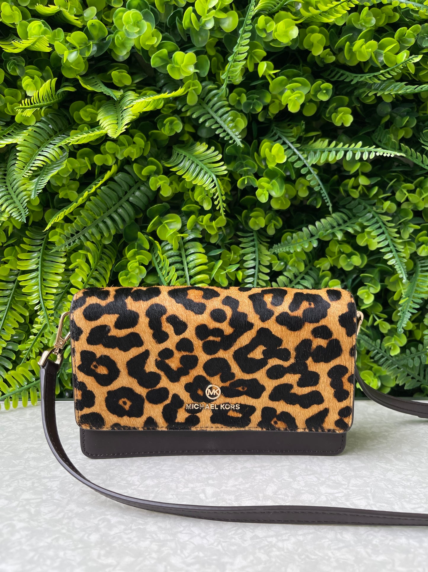 Michael Kors Leather Crossbody Animal Print