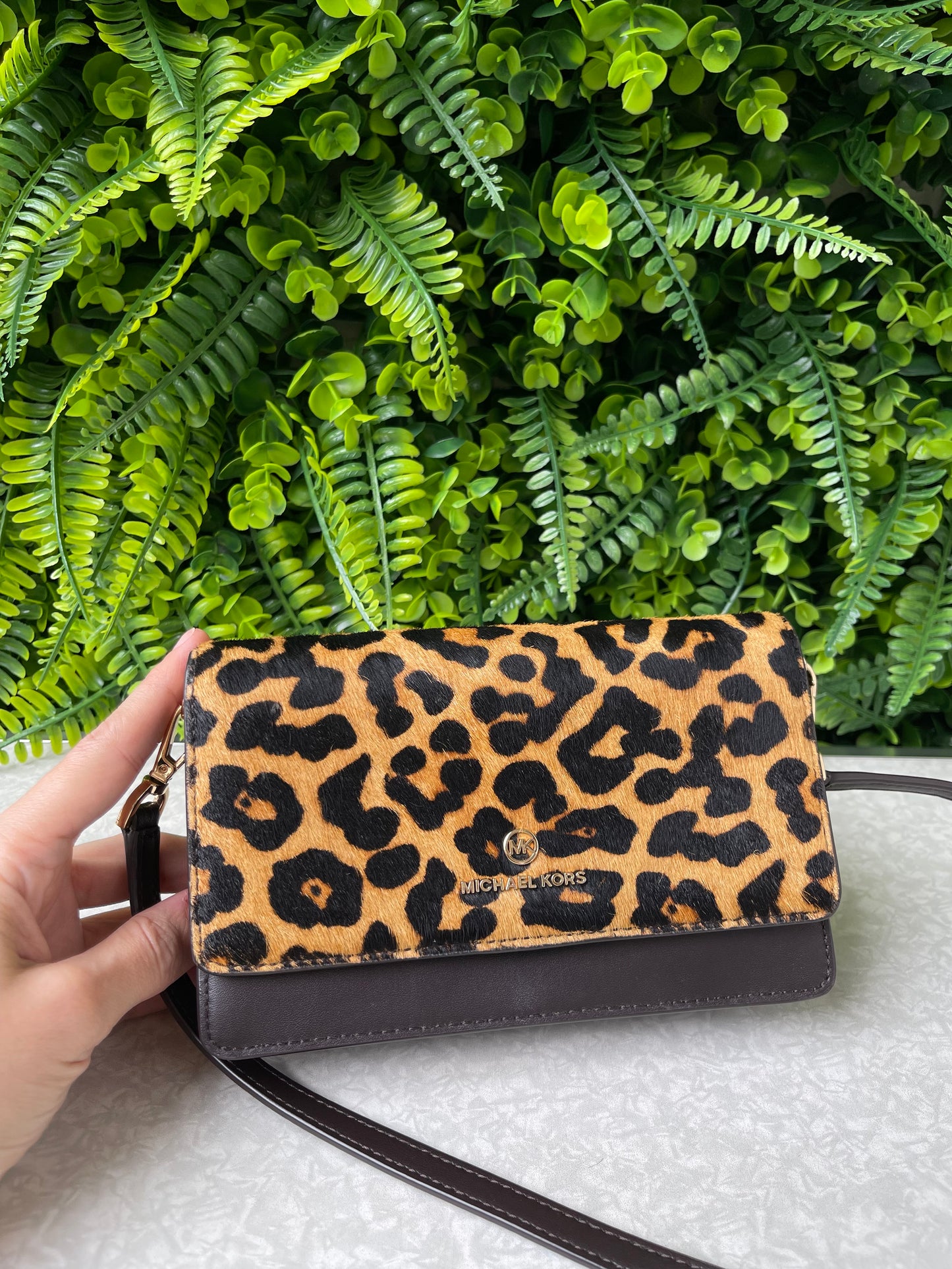Michael Kors Leather Crossbody Animal Print