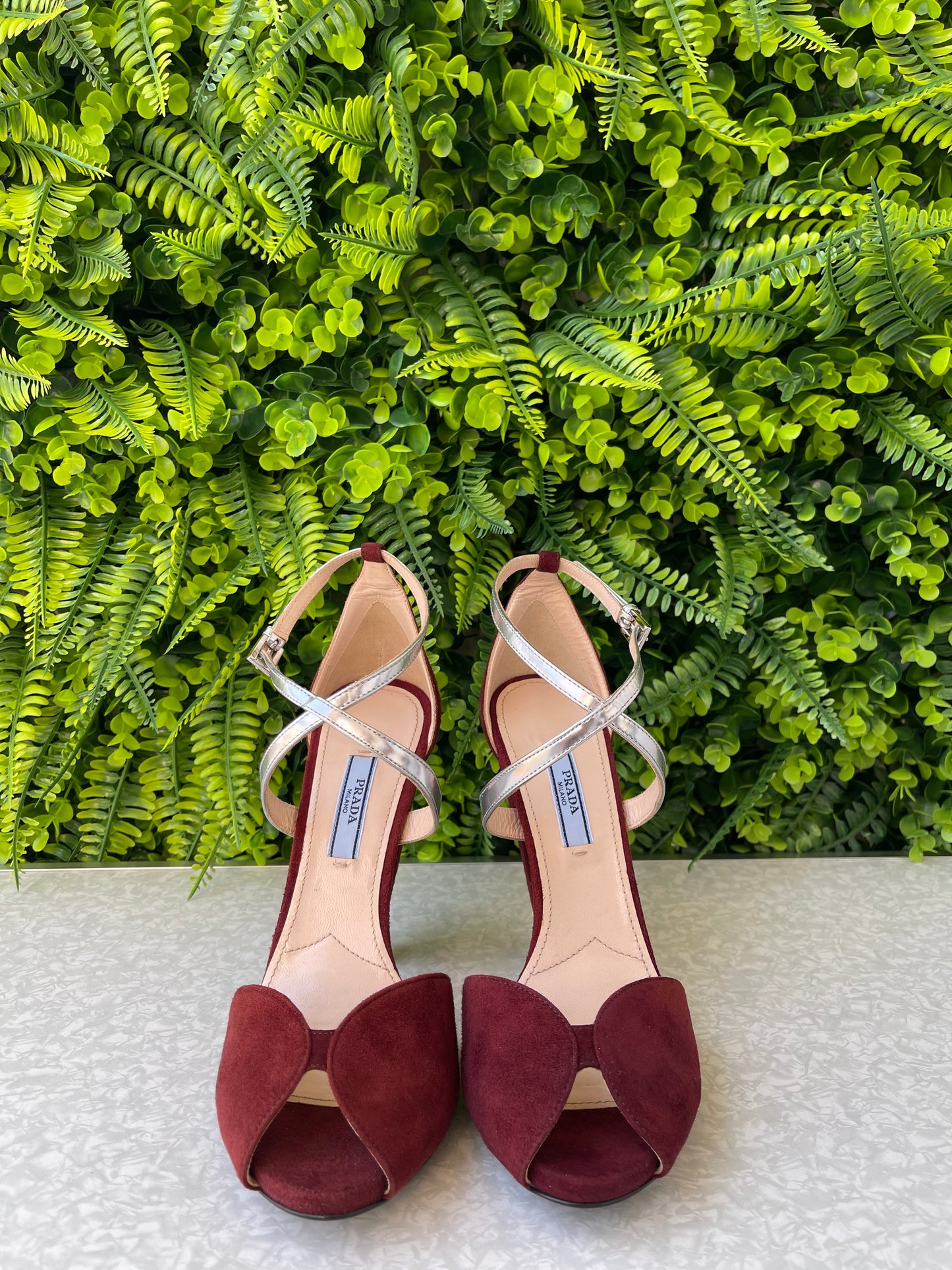 Sandália Prada Suede Vinho