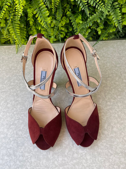 Sandália Prada Suede Vinho