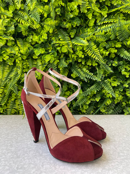 Sandália Prada Suede Vinho